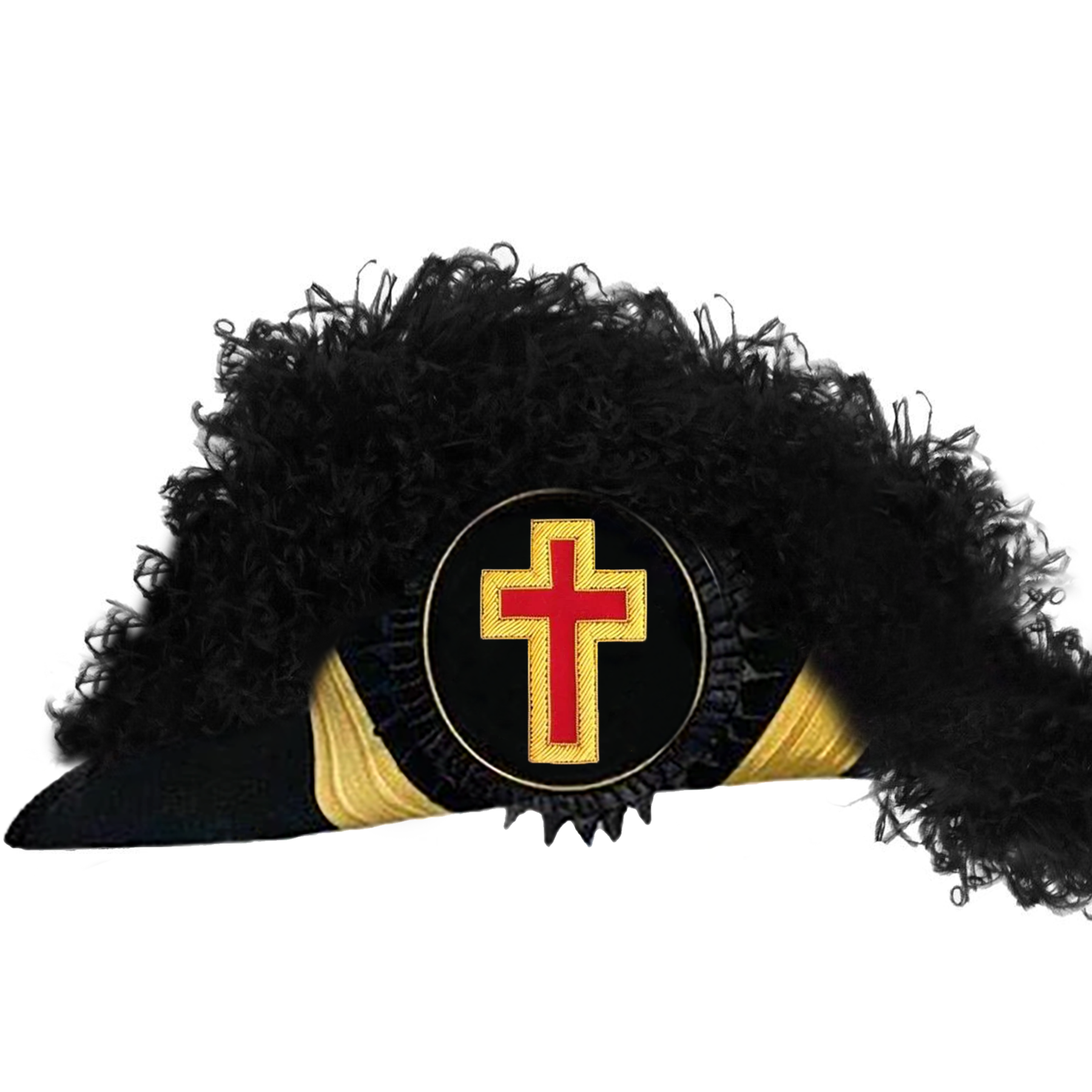 Eminent Commander Knights Templar Commandery Chapeau - All Black Plumes - Bricks Masons