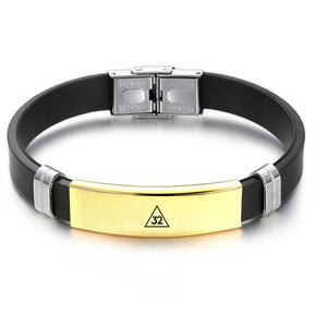 32nd Degree Scottish Rite Bracelet - Steel & Leather - Bricks Masons