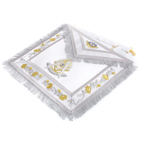 Past Master Blue Lodge California Regulation Apron - Embroidery Bullion With Rayon Fringe - Bricks Masons