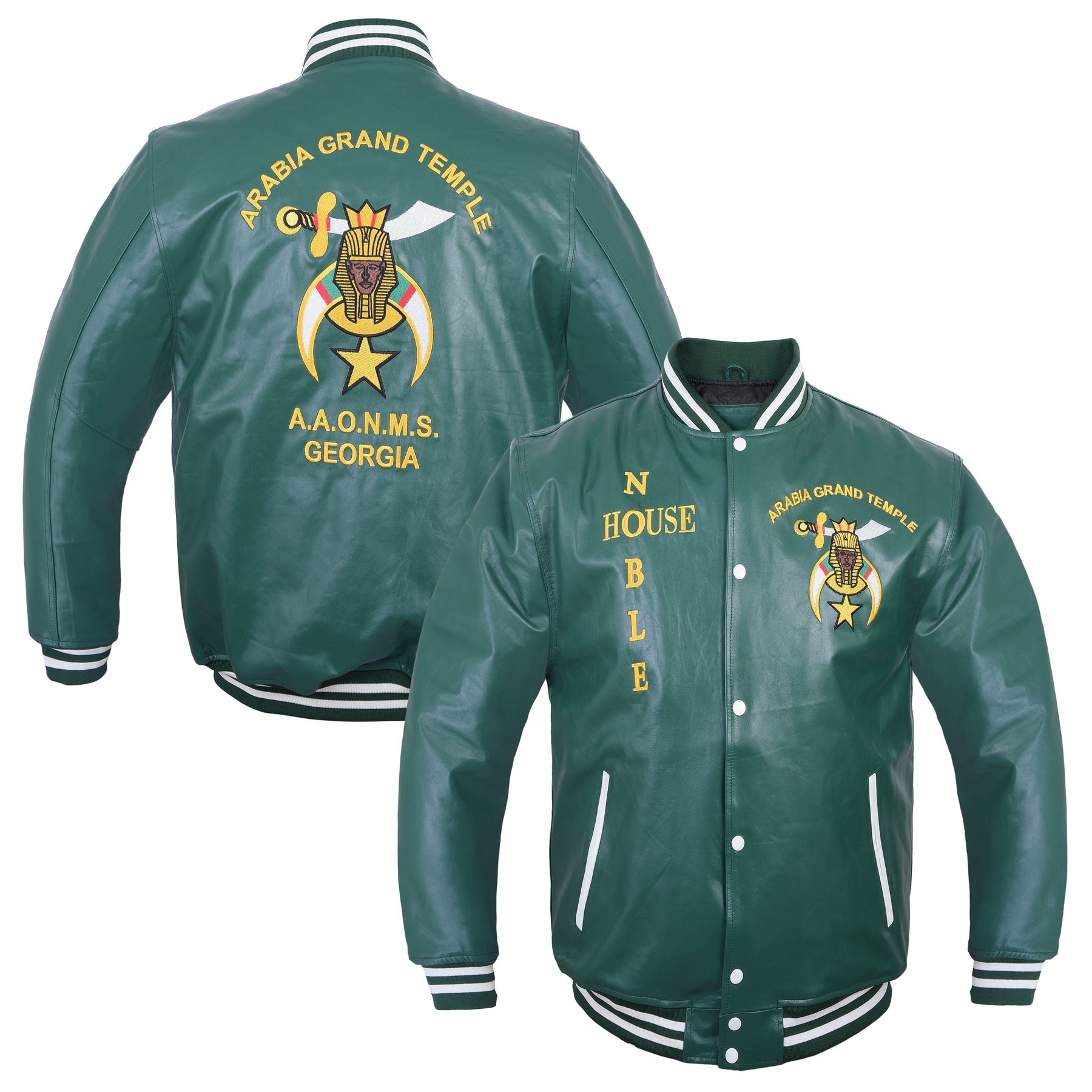 Shriners Jacket - Bottle Green Leather Noble House - Bricks Masons