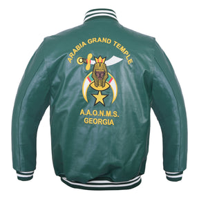 Shriners Jacket - Bottle Green Leather Noble House - Bricks Masons