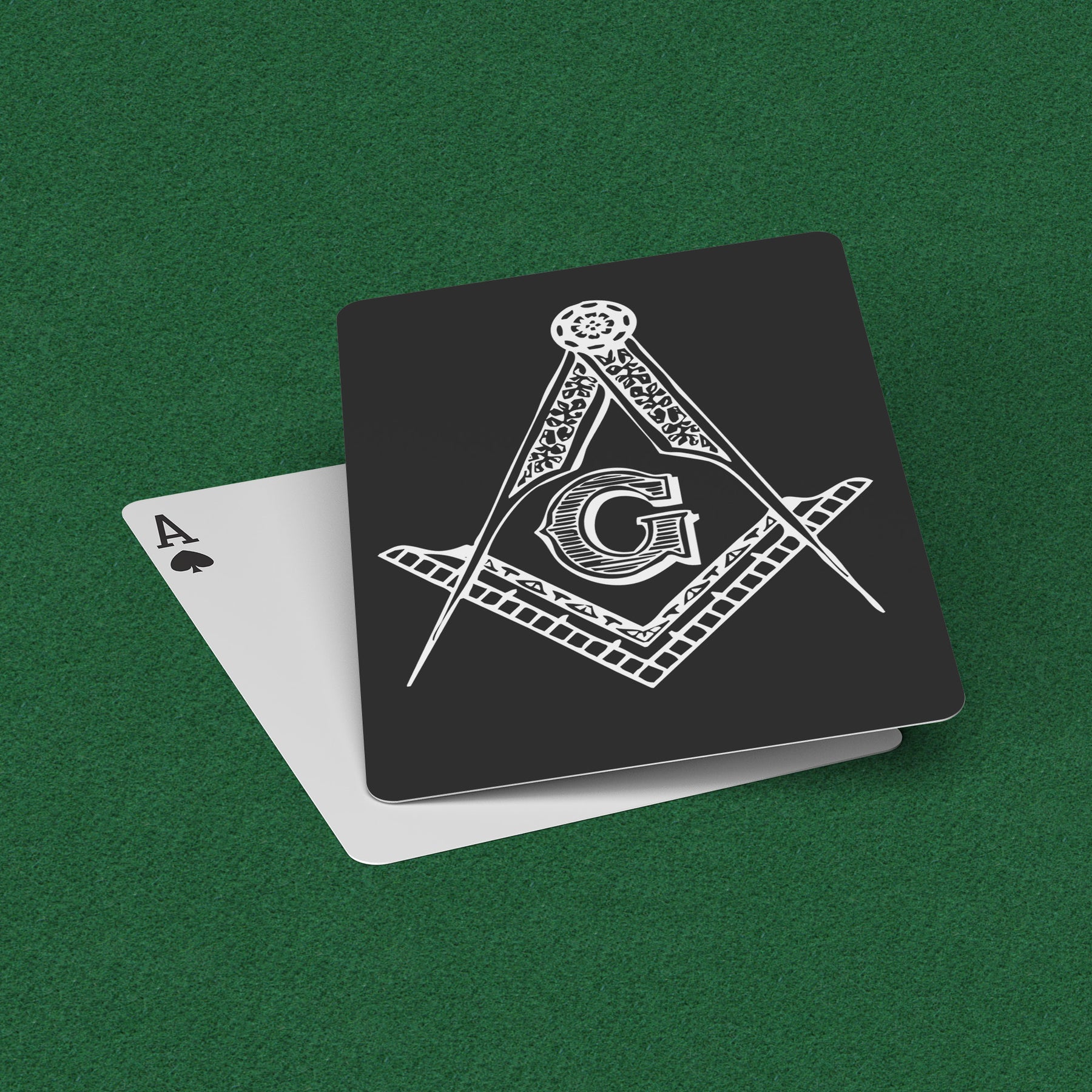 Master Mason Blue Lodge Playing Cards - Black with Square & Compass G - Bricks Masons