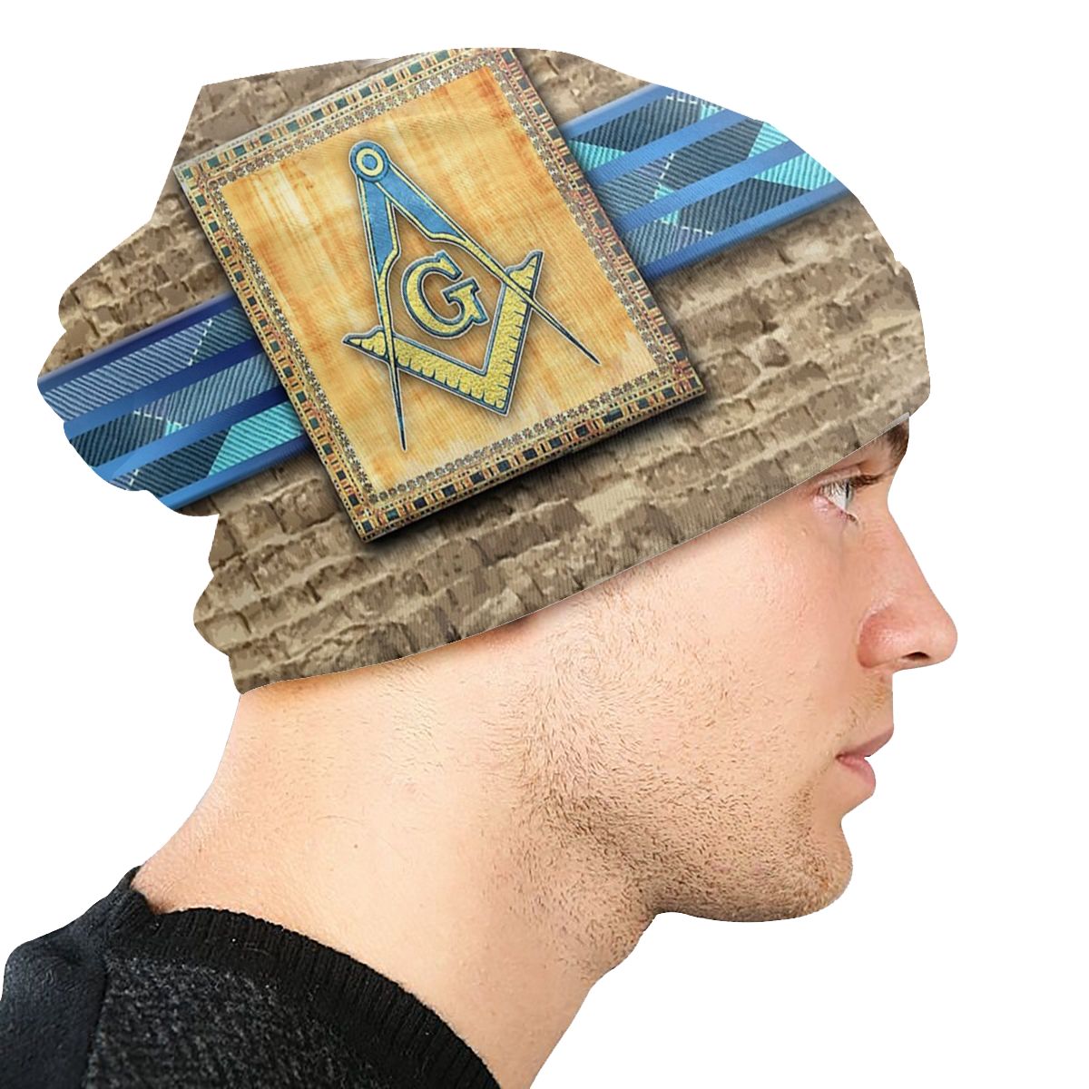 Master Mason Blue Lodge Beanie - Egyptian Pyramid - Bricks Masons