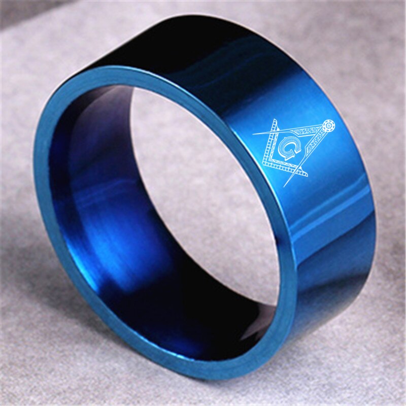 Master Mason Blue Lodge Ring - Square and Compass with G 8mm Band (Multiple Colors) - Bricks Masons