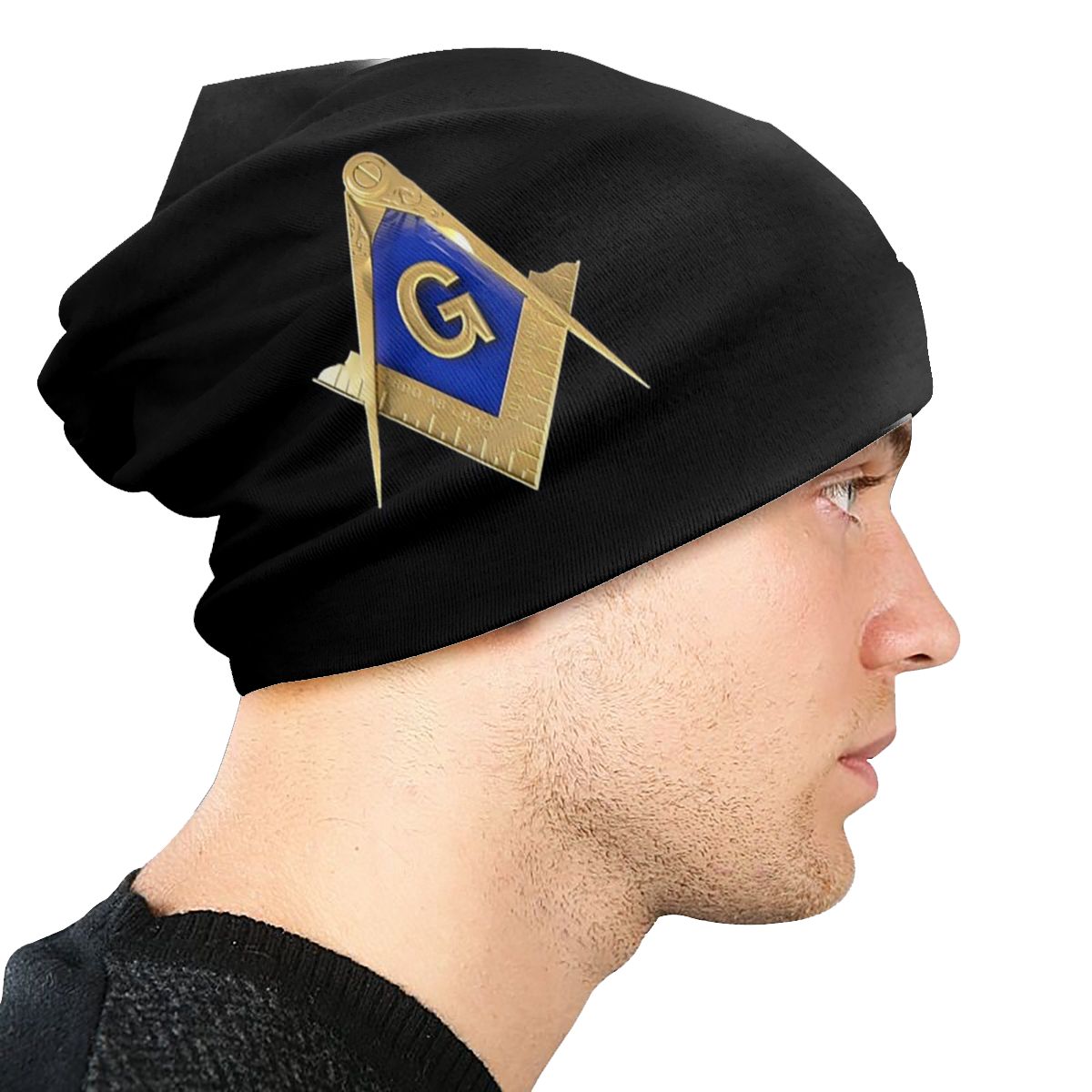 Master Mason Blue Lodge Beanie - Golden Square and Compass G - Bricks Masons