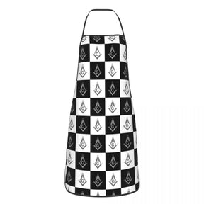 Master Mason Blue Lodge Kitchen Apron - Checkered Square and Compass G