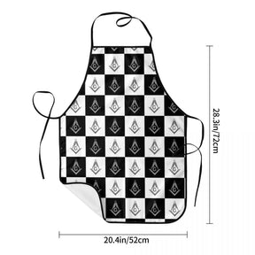 Master Mason Blue Lodge Kitchen Apron - Checkered Square and Compass G - Bricks Masons