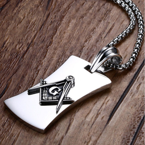 Master Mason Blue Lodge Necklace - Military Tag Titanium - Bricks Masons