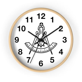 Past Master Blue Lodge California Regulation Clock - Wooden Frame - Bricks Masons