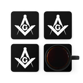 Master Mason Blue Lodge Coaster - Square & Compass G Black - Bricks Masons