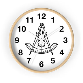 Past Master Blue Lodge California Regulation Clock - Wooden Frame - Bricks Masons