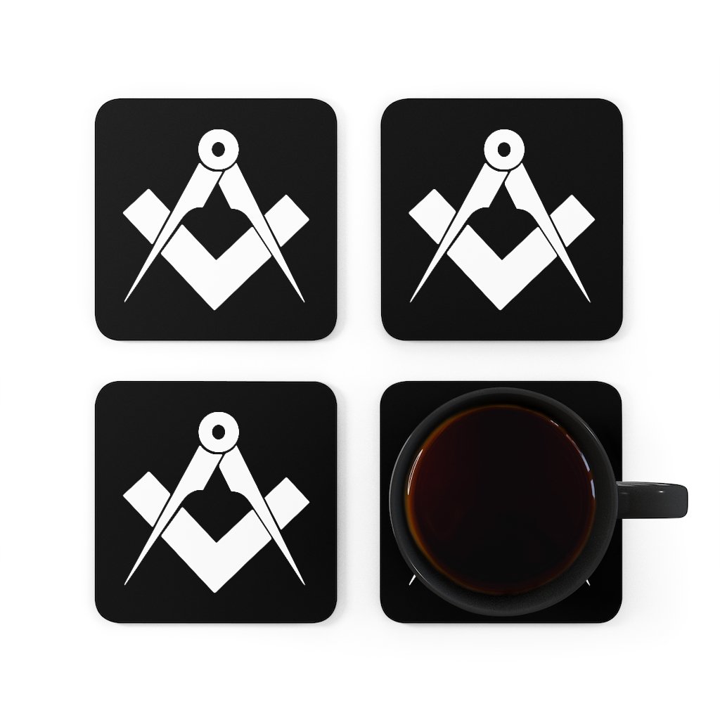 Master Mason Blue Lodge Coaster - 4 Pieces Square & Compass Set - Bricks Masons