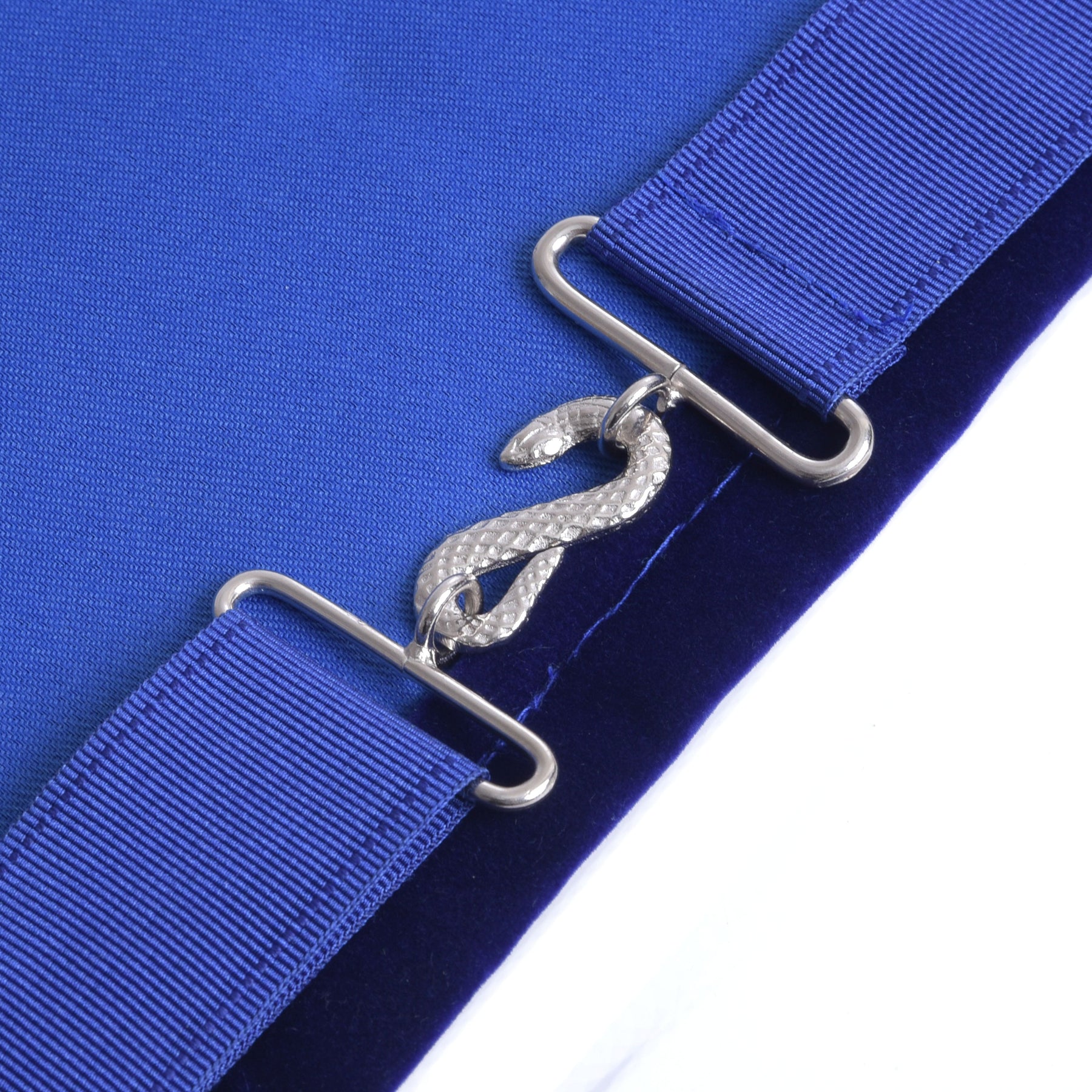 Junior Steward Blue Lodge Officer Apron - Navy Blue With Silver Side Tabs - Bricks Masons