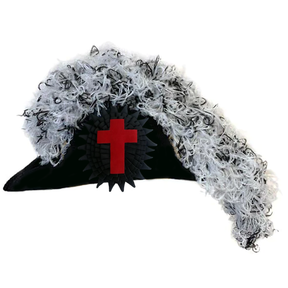 Sir Knight Knights Templar Commandery Illinois Regulation Chapeau - White & Black Blend Plumes - Bricks Masons