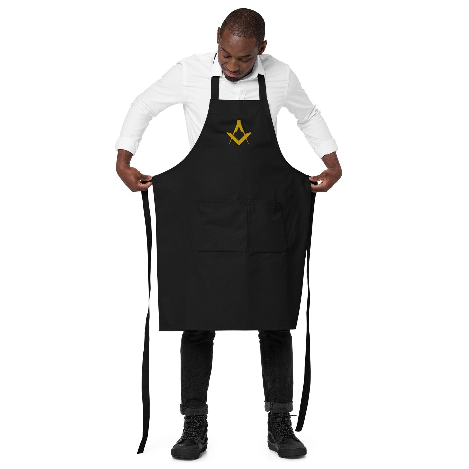Master Mason Bllue Lodge Kitchen Apron - Square and Compass Embroidery - Bricks Masons