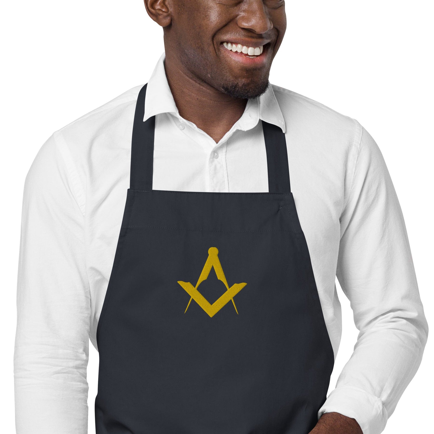 Master Mason Bllue Lodge Kitchen Apron - Square and Compass Embroidery - Bricks Masons