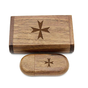 Order Of Malta Commandery USB Flash Drive - Various Wood Colors - Bricks Masons