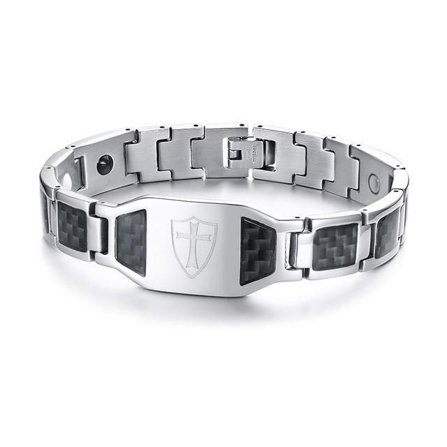 Knights Templar Commandery Bracelet - Cross Carbon Fiber Magnetic - Bricks Masons