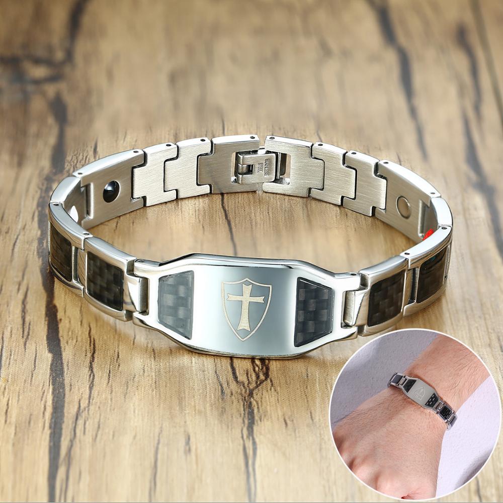 Knights Templar Commandery Bracelet - Cross Carbon Fiber Magnetic - Bricks Masons