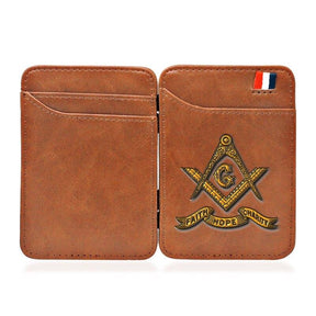 Master Mason Blue Lodge Wallet - With Credit Card Holder Brown & Black - Bricks Masons