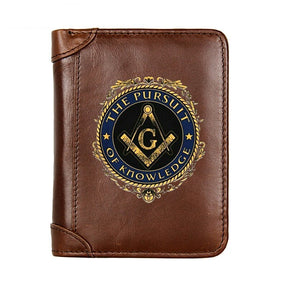 Master Mason Blue Lodge Wallet - Genuine Leather The Pursuit Of Knowledge - Bricks Masons