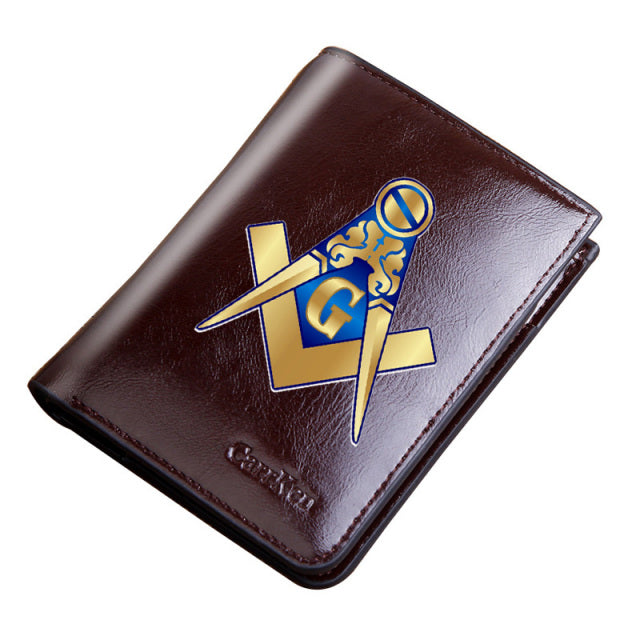 Master Mason Blue Lodge Wallet - With Credit Card Holder Leather (Black/Coffee) - Bricks Masons