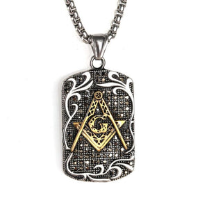 Master Mason Blue Lodge Necklace - Metal Square and Compass G Pendant (Gold & Silver) - Bricks Masons