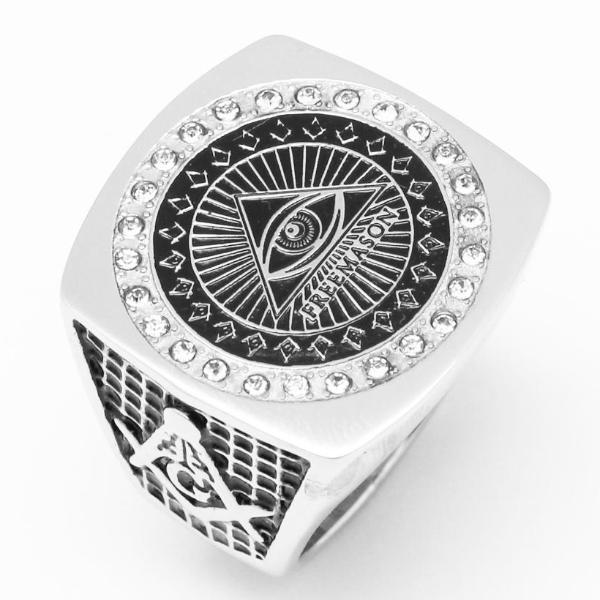 Eye of Horus Pyramid Freemason Silver Masonic Ring - Bricks Masons