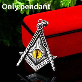 Yellow Eye Stainless Steel Masonic Necklace - Bricks Masons