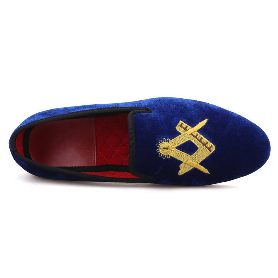 Master Mason Blue Lodge Shoe - Embroidery Square and Compass (Multiple Colors) - Bricks Masons